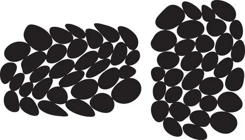 Two abstract clusters of dark oval shapes on transparent grid background. Stock Illustration