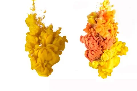 Two Abstract Colorful Two Ink In Water On A White Background Stock Illustration