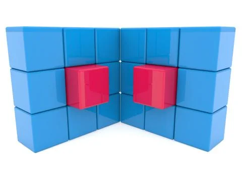 Two abstract cube walls Stock Illustration