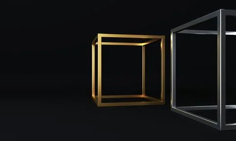 Two abstract cubes gold silver Stock Illustration