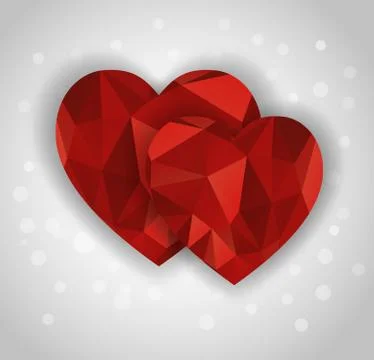 Two abstract diamond hearts shape greeting card Stock Illustration