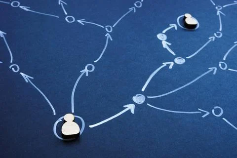 Two abstract figures connected in a network. Stock Photos