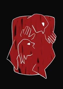 Two abstract figures embrace each other, couple hug, love Stock Illustration