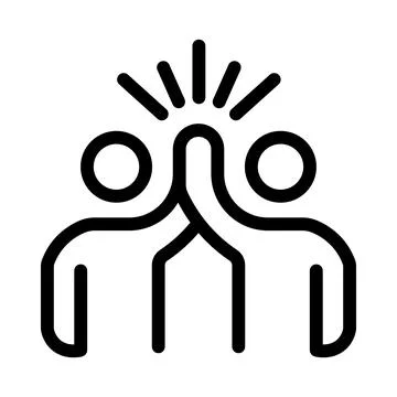 Two abstract figures giving a five with radiating lines above success team Stock Illustration