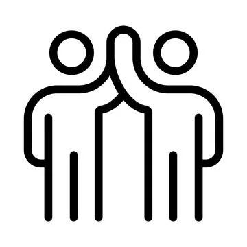 Two abstract figures with rounded heads and bodies touching hands people huma Stock Illustration