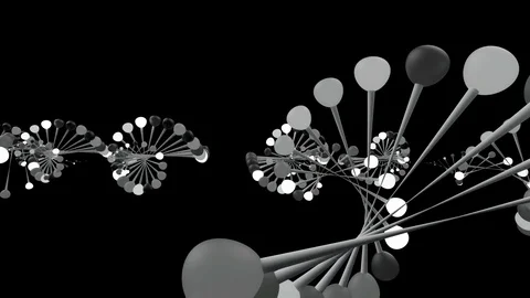 Two Abstract forms in horizontal motion, shaped like DNA Stock Footage 105289549