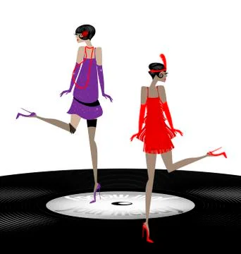 Two abstract girls dancing Stock Illustration