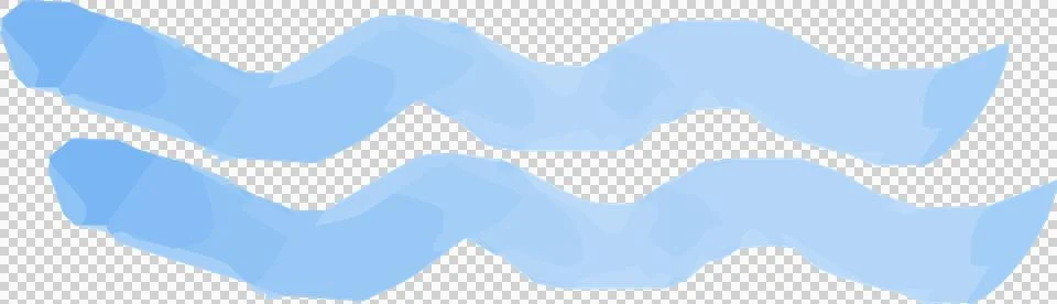 Two abstract light blue gradient wavy ribbons are floating on transparent Stock Illustration
