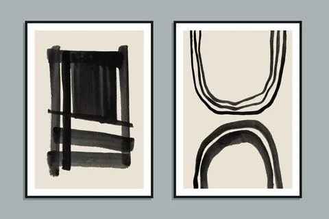Two abstract minimalist wall art Stock Illustration