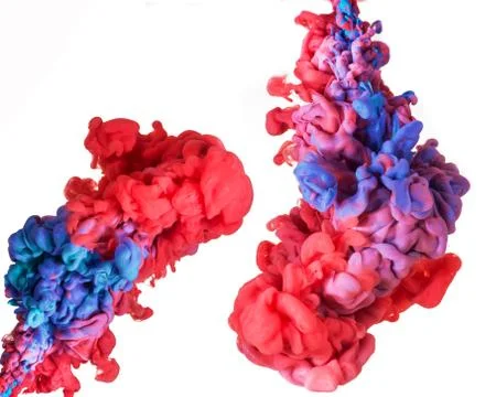 Two Abstract Multicolored Ink In Water On A White Background Artwork Stock Illustration