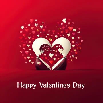 Two abstract people facing each other in the shape of a heart. Illustration