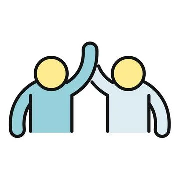 Two abstract people high fiving celebrating teamwork and partnership Stock Illustration