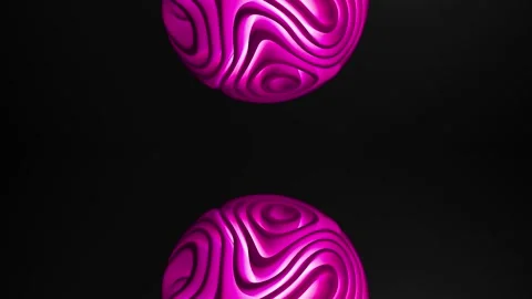 Two Abstract Pink Planets with Carved Glowing Surfaces - 4K Looping Animation Stock Footage 315212738