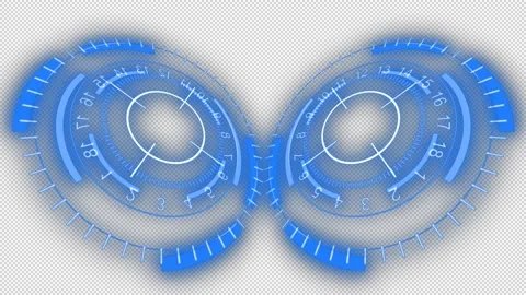 Two abstract rotating 3d hemispheres with numbers on a empty background. Stock Footage 150932080