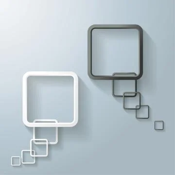 Two abstract white and black rectangle speech bubble Stock Illustration