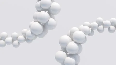 Two abstract white circle shape. Monochrome illustration, 3d render. Illustrazione stock