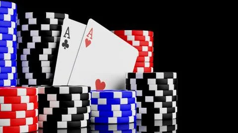 Two aces and casino chips Stock Illustration