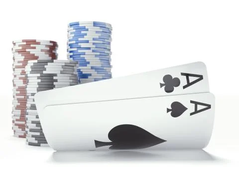 Two aces with chips 库存插图