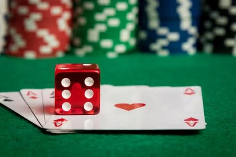 Two aces with dice and chips Stock Photos
