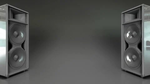 Two acoustic systems left and right on a gray background Stock Footage 283555700