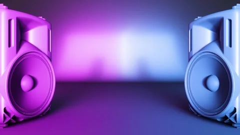 Two acoustic systems left and right in neon lighting Stock Footage 283555705