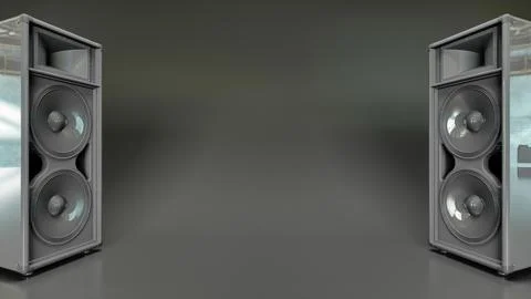 Two acoustic systems left and right on a gray background Stock Illustration