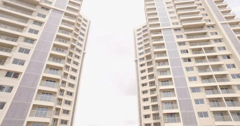 Two adjacent Sky Scrapers Shot on DJI Drone Stock-Footage 90757535