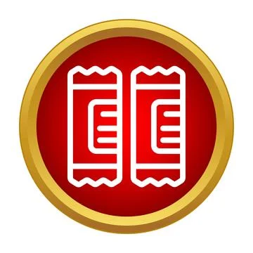 Two admission tickets on a red button with a gold frame Stockillustratie