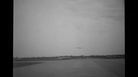 Two aeroplanes taking off from the runway Stock Footage 36428114