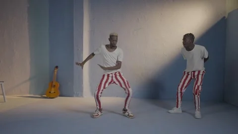 Two African Men Showcasing Dance Variety – Studio Performance 스톡 동영상 315578347