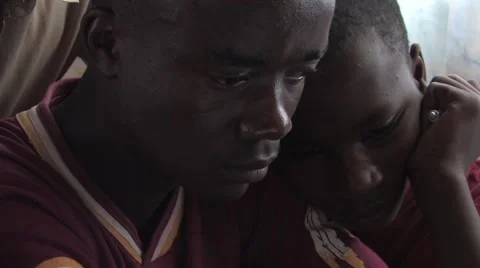 Two African Students Using Computer In A Class In Rwanda Stock Footage 53129894