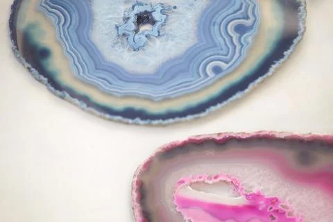 Two Agate stones close-up background. Abstract Pattern Of Agate Stones pink Stock Photos
