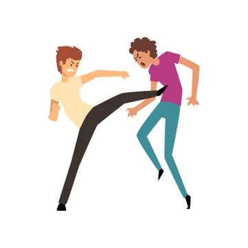 Two aggressive men fighting vector Illustration on a white background Stock Illustration