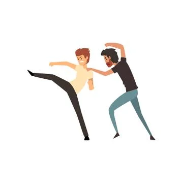 Two aggressive men fighting vector Illustration on a white background. Stock Illustration