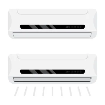 Two air conditioners. one is working, the other  off Stock Illustration
