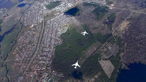 Two aircraft over the city 스톡 동영상 83248962