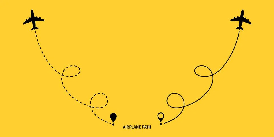 Two airplane route plane path. Travel concept. Aircraft tracking. Vector il.. イラスト素材