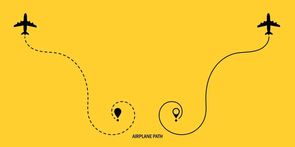 Two airplane route plane path. Travel concept. Aircraft tracking. Vector il.. 스톡 일러스트