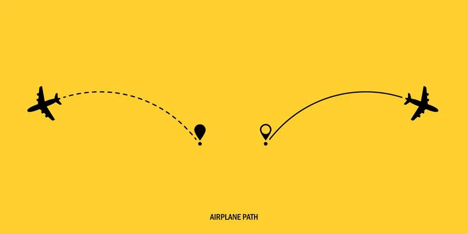 Two airplane route plane path. Travel concept. Aircraft tracking. Vector il.. 스톡 일러스트