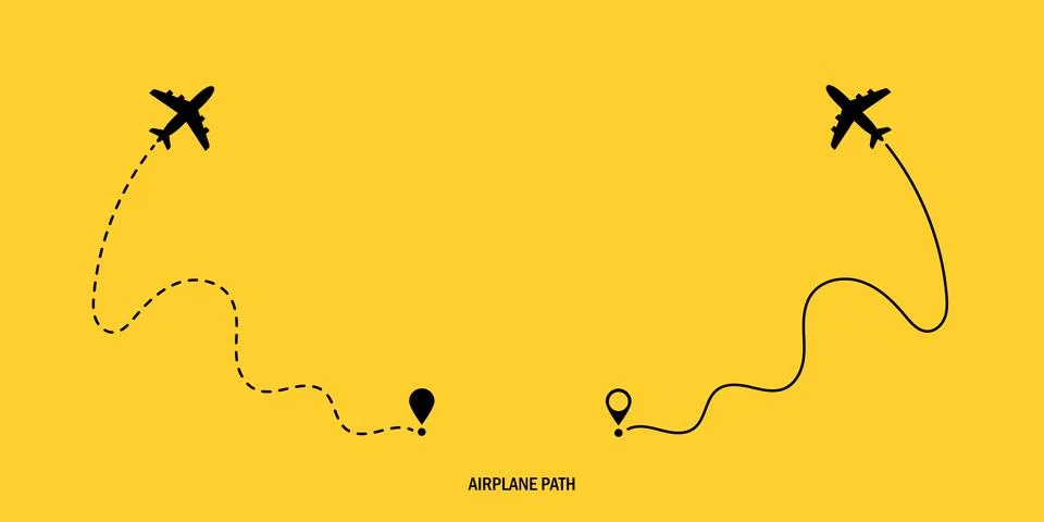 Two airplane route plane path. Travel concept. Aircraft tracking. Vector il.. 스톡 일러스트