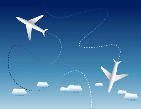 Two airplanes and clouds Stock Illustration