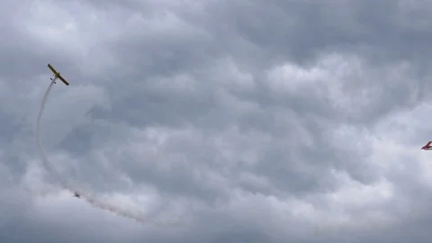 Two airplanes demonstration of aerobatics Stock Footage 80433737
