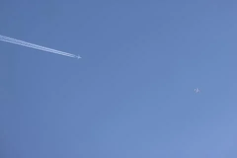 Two airplanes flying in the sky Foto stock