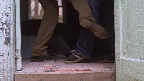 Two alcoholics fight for vodka Video stock 81214038