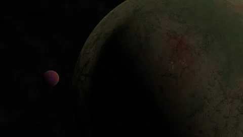 Two alien planet red giant and green planet rotating starry space comets Stock Footage 242698380