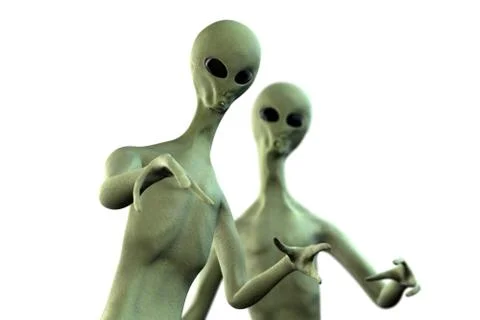 Two aliens on white background Stock Illustration