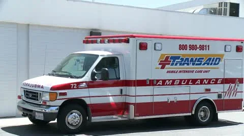 Two ambulances in front of hospital Stock Footage 10903095