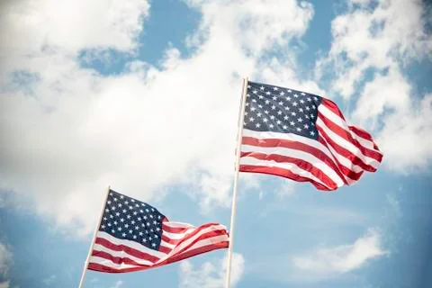 Two American Flags Stock Photos