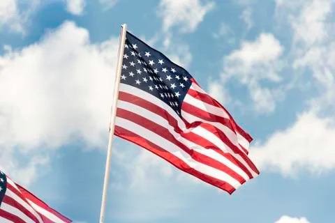 Two American Flags Stock Photos
