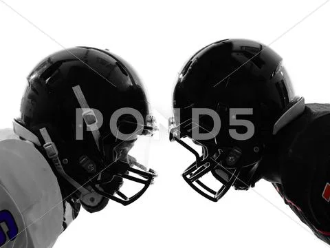 Two american football players face to face silhouette Stock Photos